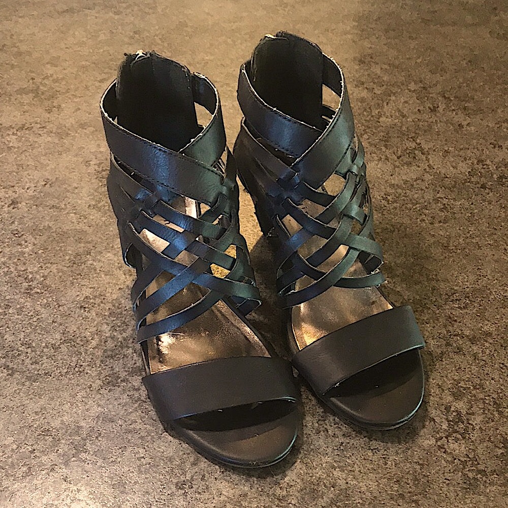 Madden Girl Strappy Black Wedge Heels